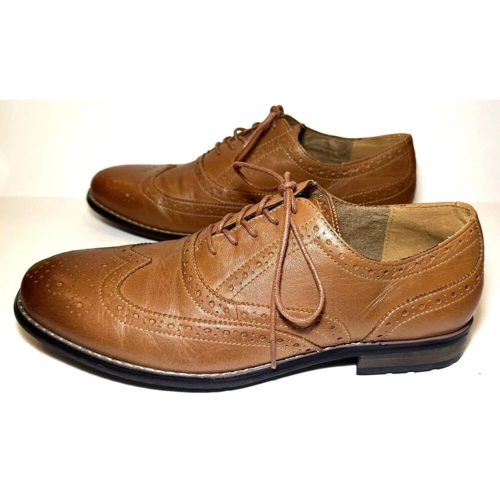 Nunn Bush TJ Men’s 9M Brown Leather Wingtip Oxford Brogue Dress Shoes 84637